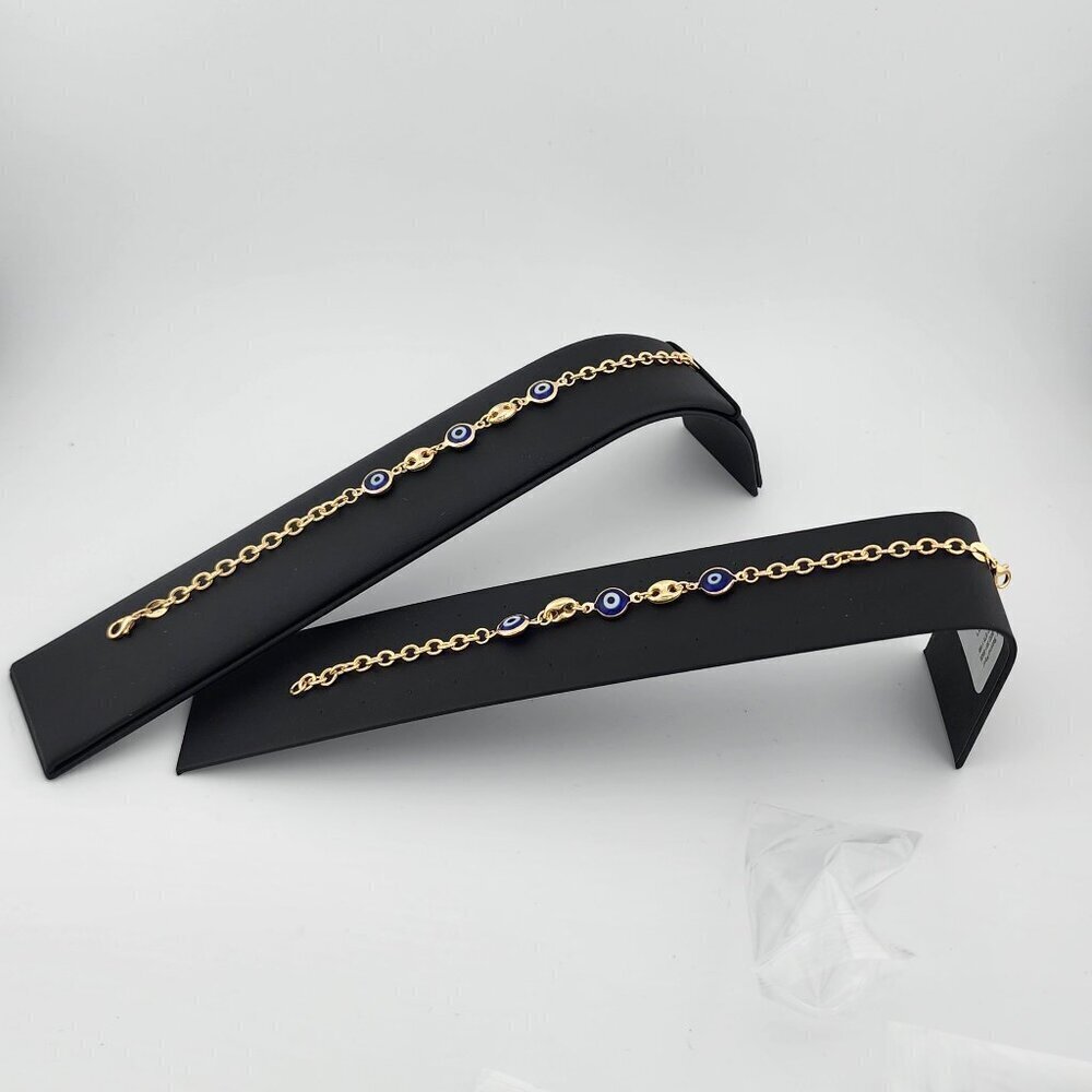 Brand New Brazilian 18k Gold Filled Blue Evil Eye Bracelet